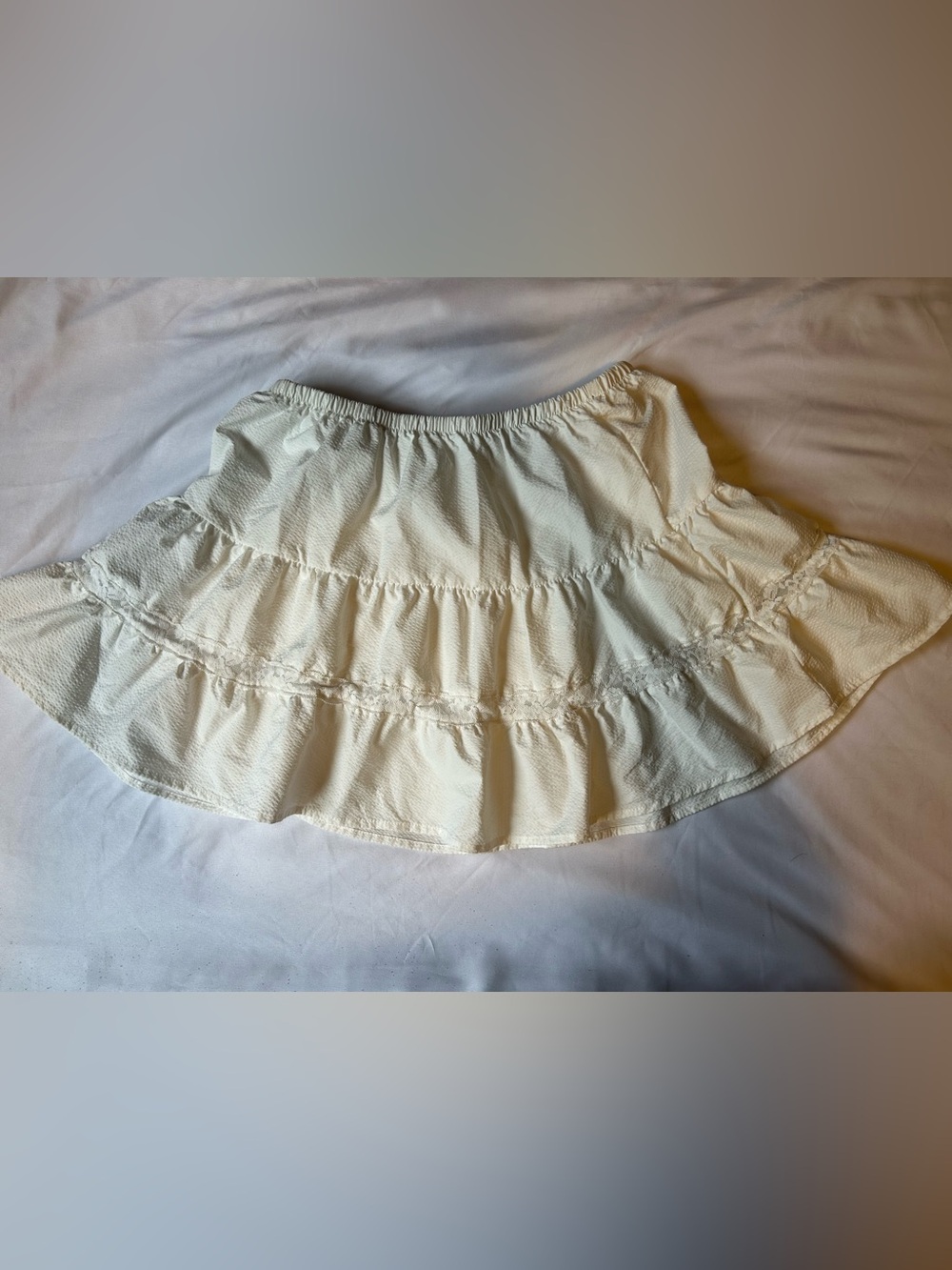 Ivory tiered mini skirt